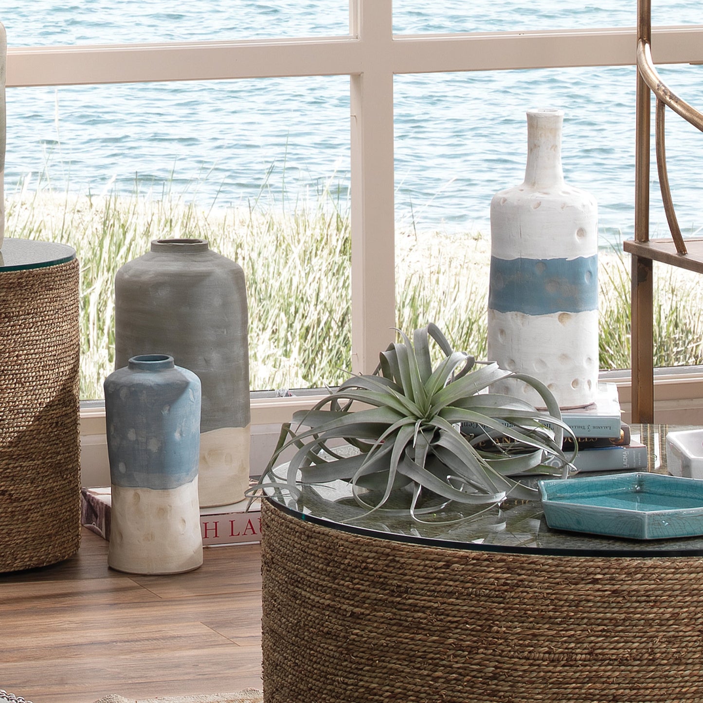 008 S-292256 | Lifestyle | Sedona Vessels by Jamie Young in blue. Made from ceramic in a coastal style.