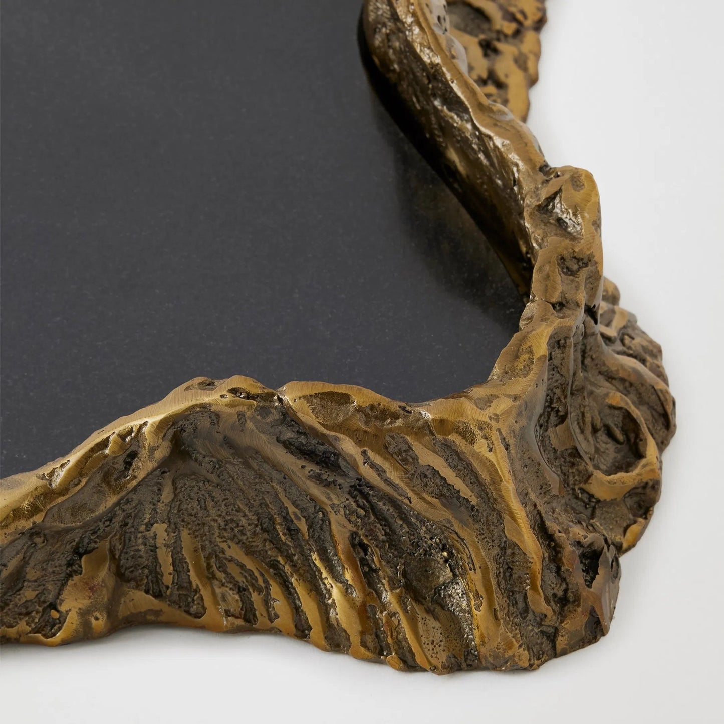 002 SI-2523880 | Closeup | Sequoia Tray by Global Views in brass, black. Made from cast iron, granite in a cottage & farmhouse style.
