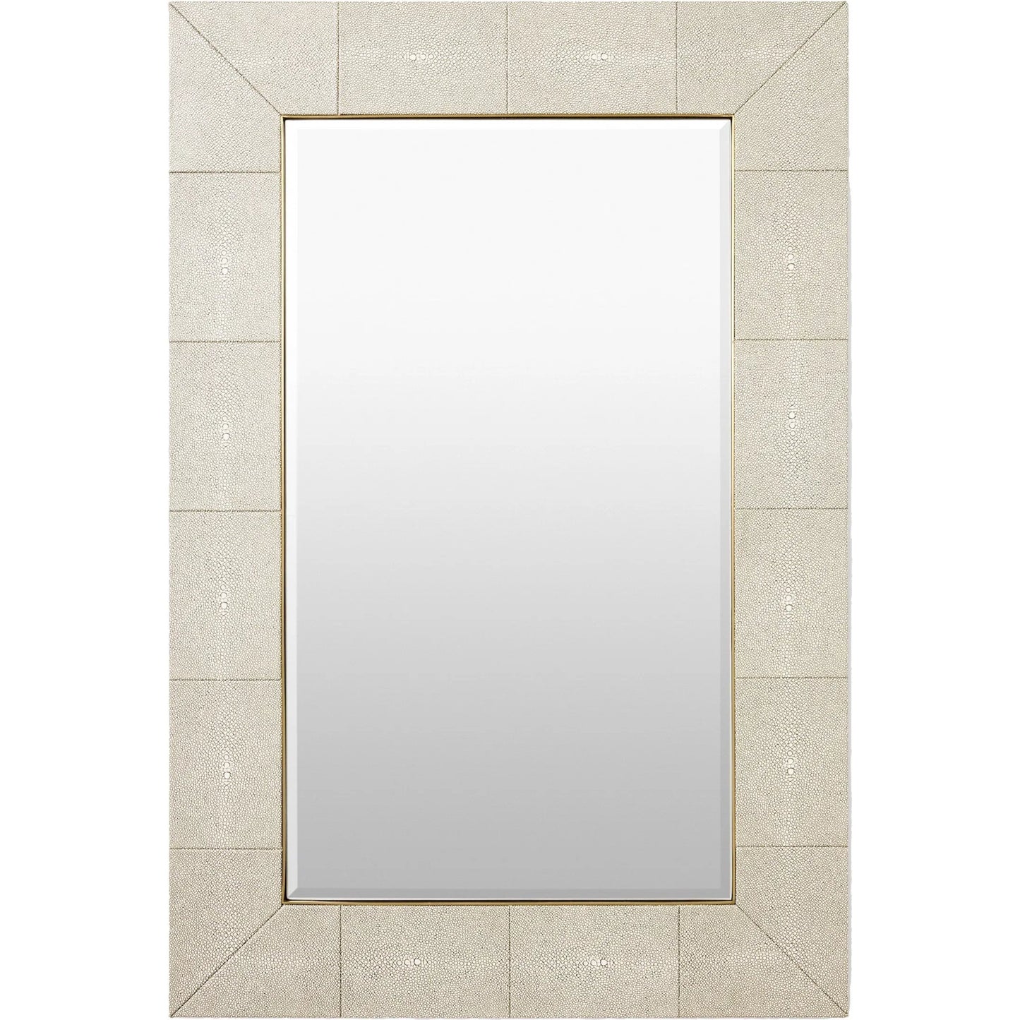 001 SI-2523895 | Primary Silo | Manta Mirror by Global Views in ivory shagreen. Made from mirror, stainless steel, shagreen leather in a transitional style.