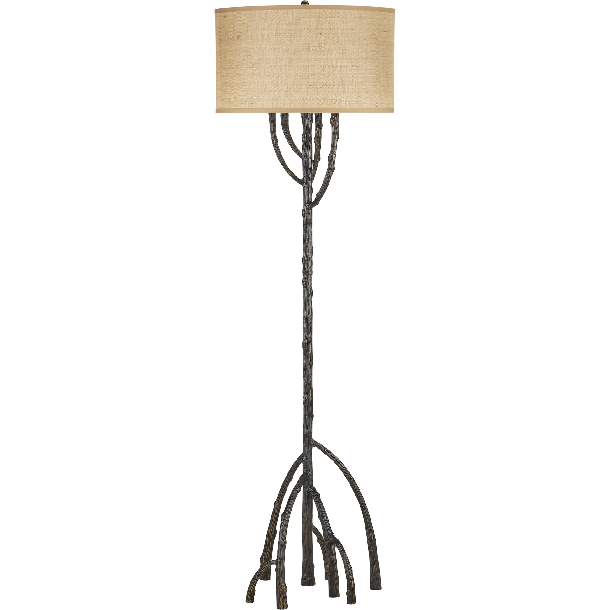 Mangrove Floor Lamp by Currey and Company in bronze. Made from cast aluminum in a cottage & farmhouse style.