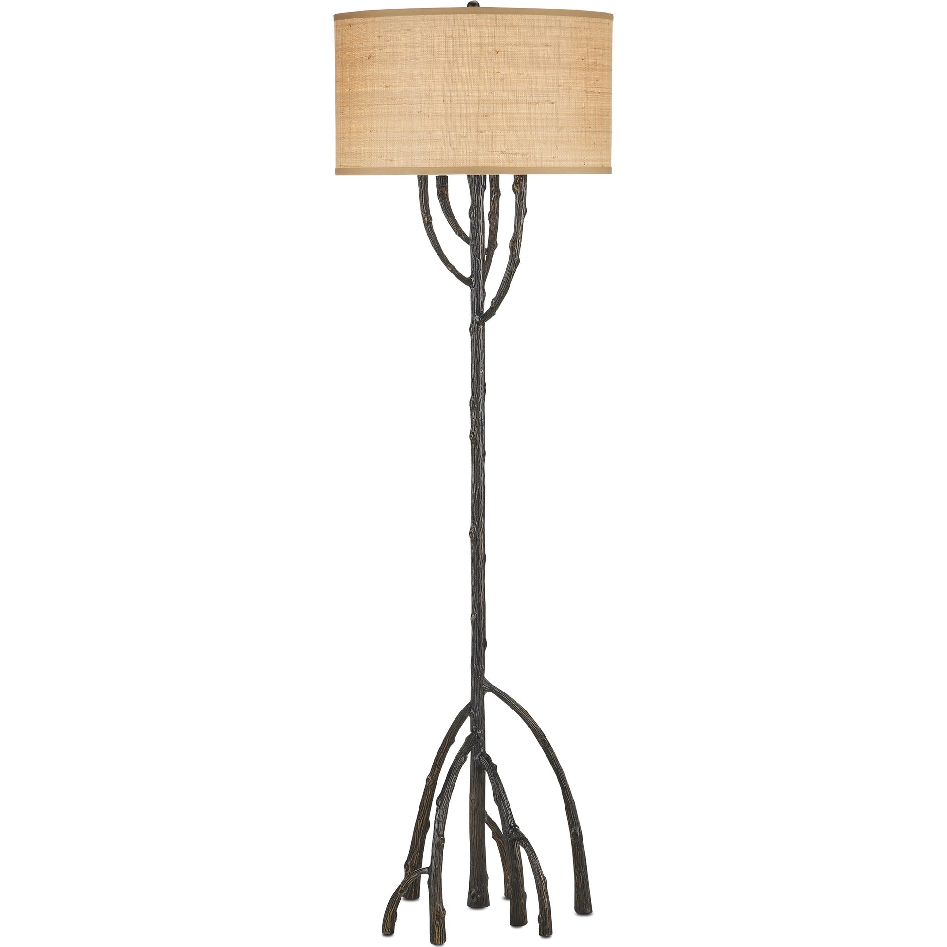 Mangrove Floor Lamp by Currey and Company in bronze. Made from cast aluminum in a cottage & farmhouse style.