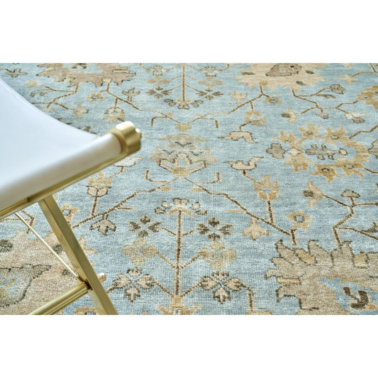 Antique Weave Oushak 8001 Rug by Exquisite Rugs in light blue, brown. Made from new zealand wool in a unique style.