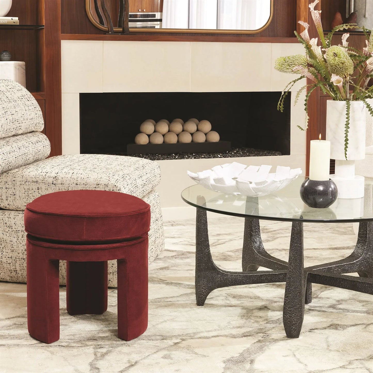 003 SI-2324070 | Unknown | Papu Beige Stool by Global Views in beige. Made from unique in a unique style.