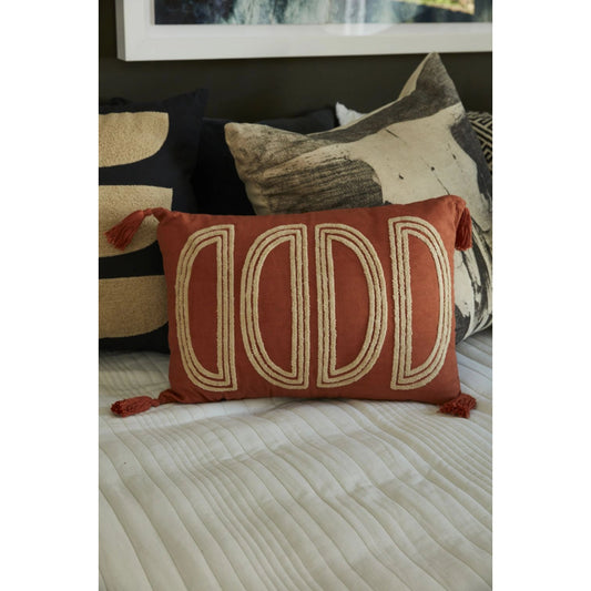 Aldrich Lumbar Pillow by Accent Decor in terracotta. Made from natural fibers in a modern style.