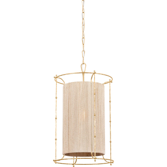 001 SI-2374346 | Primary Silo | Jones Point Lantern by Hudson Valley in vintage gold leaf. Made from iron in a transitional style.