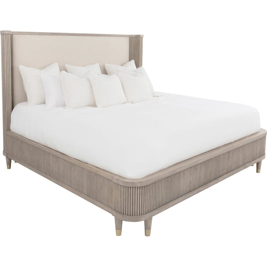 000 SI-2636044 | Primary Silo | Everett Bed with Upholstered Headboard by Fairfield Chair in brown and biscotti. Made from red oak solids, veneers in a unique style.