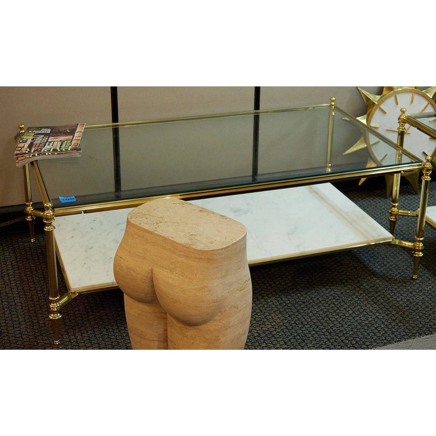 004 SI-2323959 | Additional Silo | Ford Cocktail Table by Global Views in white, red and marble. Made from unique in a unique style.