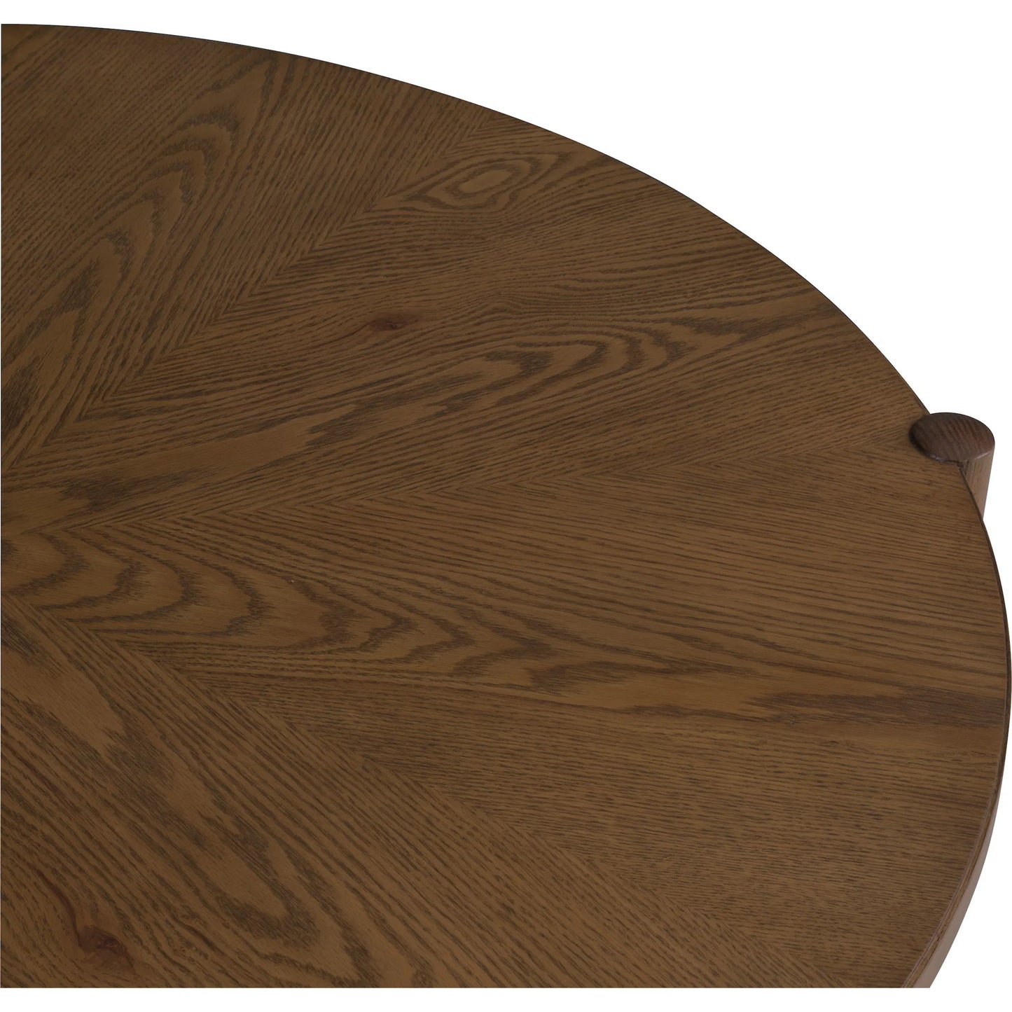 003 SI-2636133 | Closeup | Maxwell Round Cocktail Table by Fairfield Chair. Made from red oak solids, veneers in a unique style.