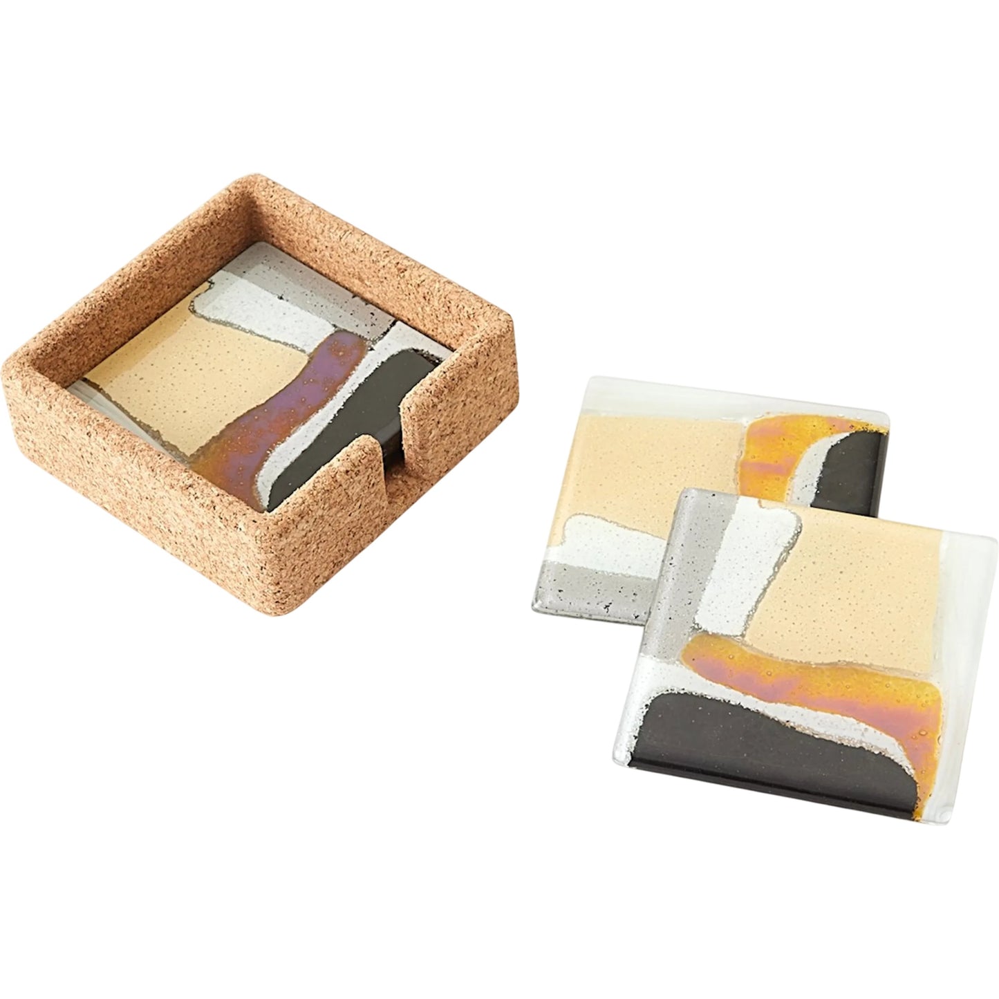 001 SI-2323238 | Primary Silo | Cashmere Glass Coaster Set by Global Views in ash and clear. Made from unique in a eclectic & global style.