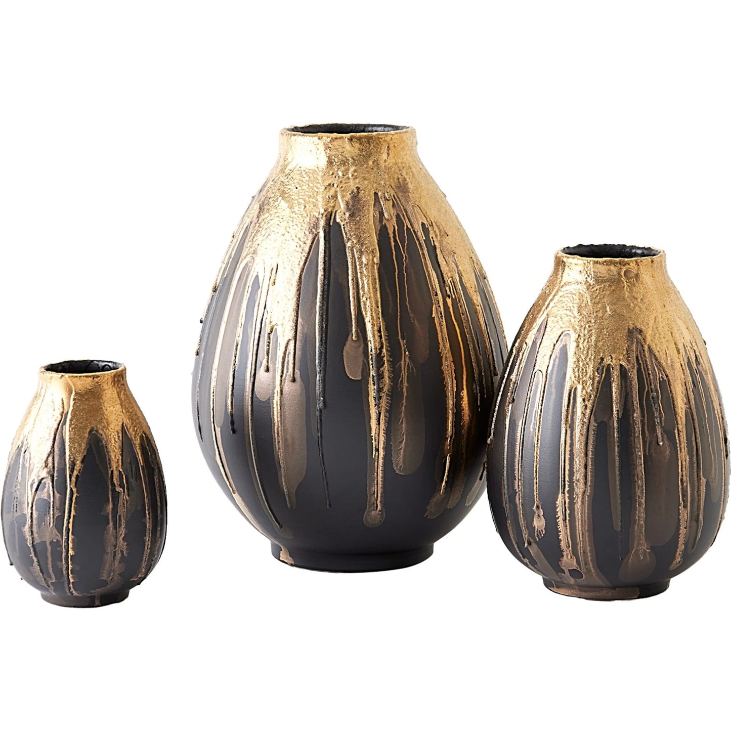 005 SI-2445767,SI-2445768,SI-2445769 | Additional Silo | Cauldron Vase by Global Views in gold. Made from ceramic in a modern style.