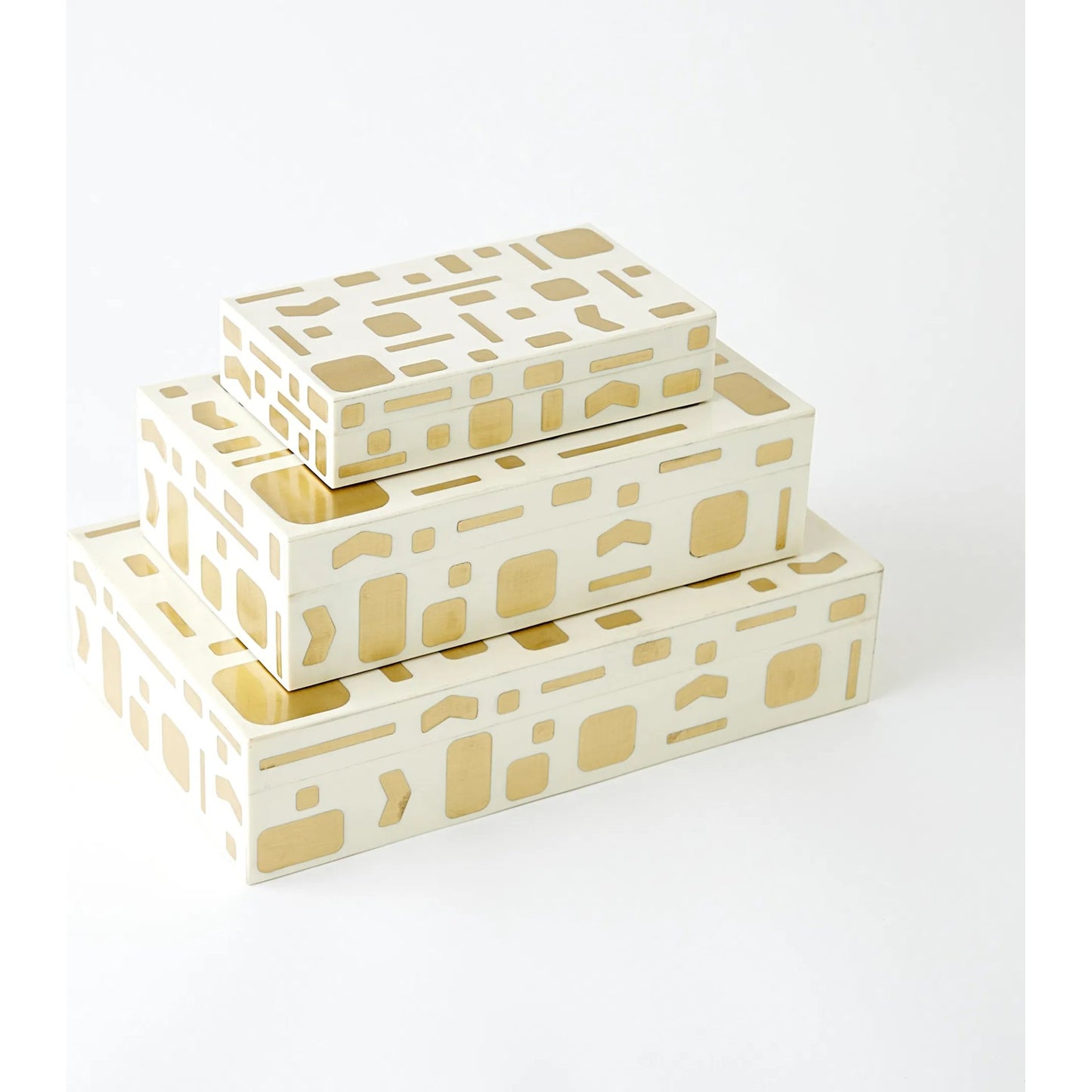 004 SI-2446075,SI-2446076,SI-2446077 | Additional Silo | Brass Jali Box by Global Views. Made from mdf, resin, brass in a modern style.