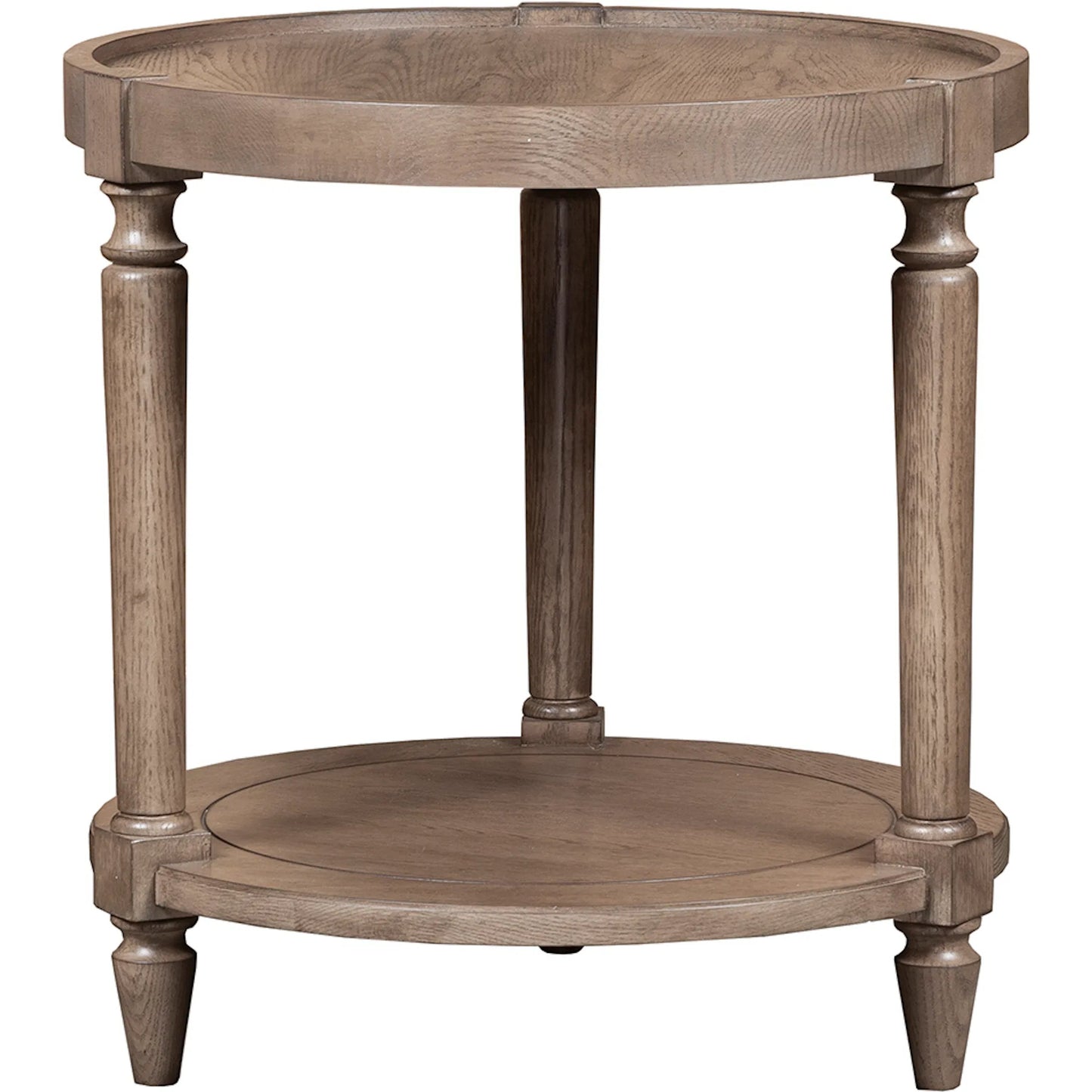 003 SI-2635853 | Additional Silo | Cheneais Round Lamp Table by Fairfield Chair in brown and french oak. Made from select red oak solids, veneers in a unique style.