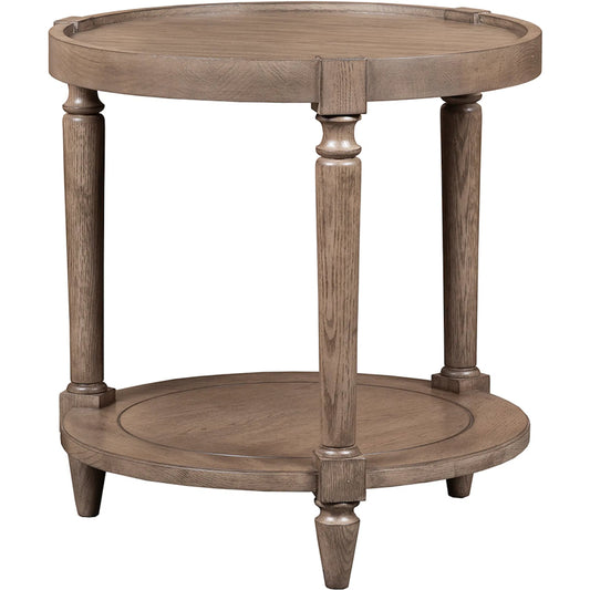000 SI-2635853 | Primary Silo | Cheneais Round Lamp Table by Fairfield Chair in brown and french oak. Made from select red oak solids, veneers in a unique style.