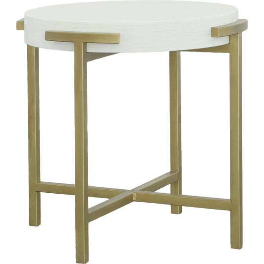 000 SI-2635880 | Primary Silo | East Camden Round End Table by Fairfield Chair in white and pearl. Made from metal, poplar solids, veneers in a unique style.