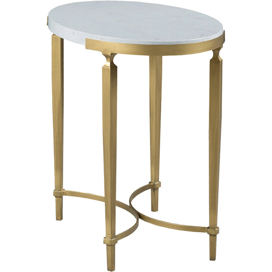 001 SI-2635881 | Primary Silo | East Camden Oval End Table by Fairfield Chair in white and pearl. Made from metal, italian marble in a unique style.