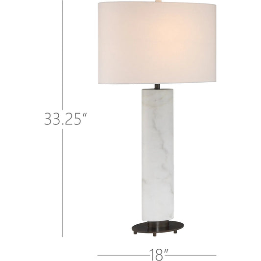 Stanhope Table Lamp by Currey and Company in white, bronze. Made from marble, metal in a modern style.