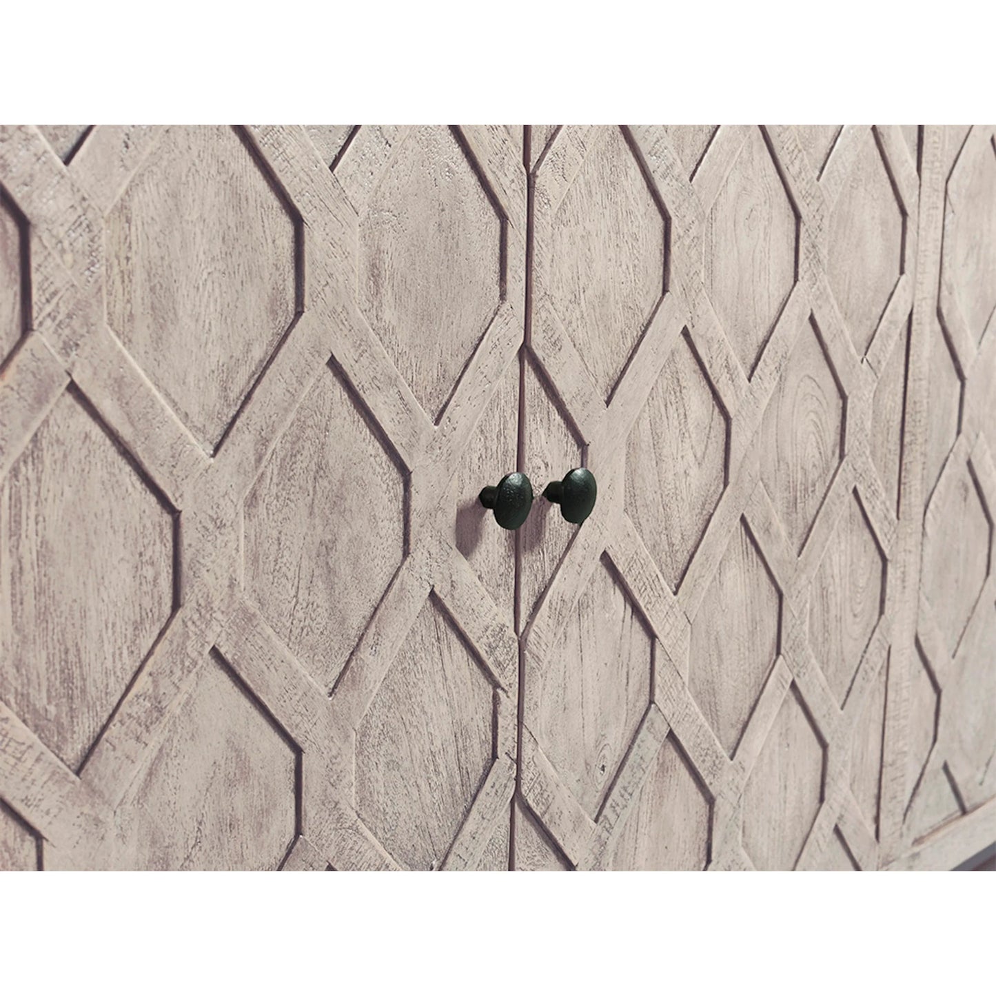 005 SI-2635909 | Closeup | Aspect Credenza by Fairfield Chair in grey and dune. Made from mango solids in a unique style.