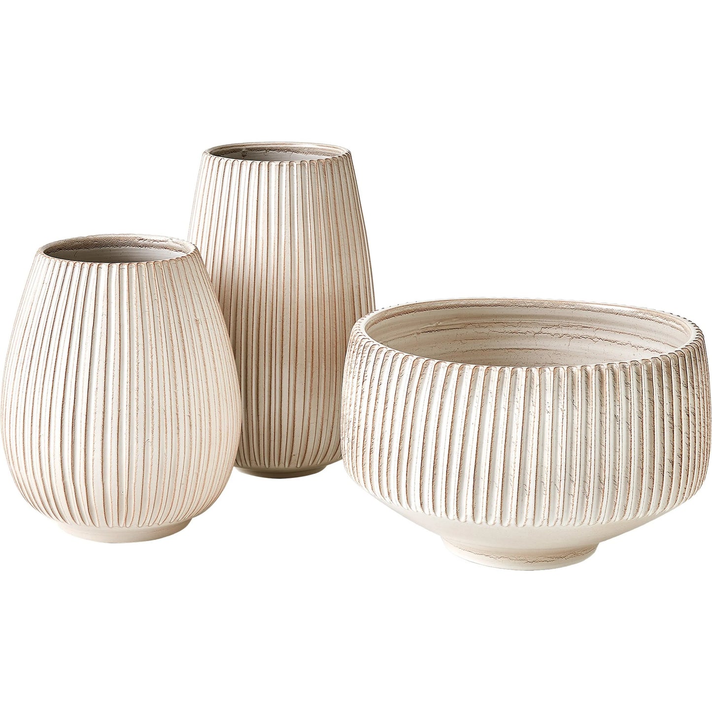 002 SI-2445566 | Additional Silo | Vertical Ribbed Bowl by Global Views in natural. Made from ceramic in a unique style.