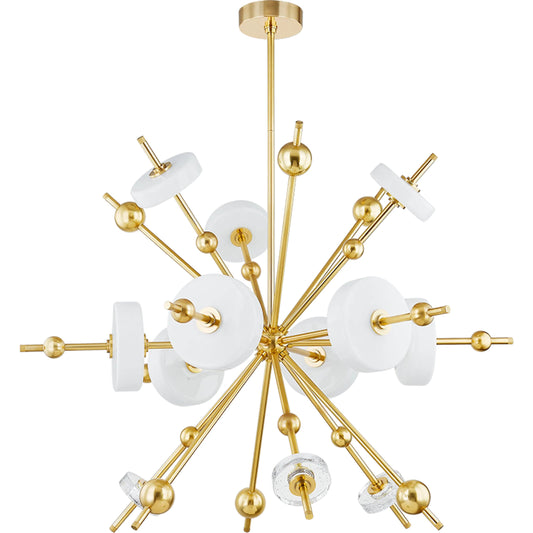 001 SI-2335803 | Primary Silo | Maynard 12-Light Chandelier by Hudson Valley in aged brass. Made from steel in a modern style.