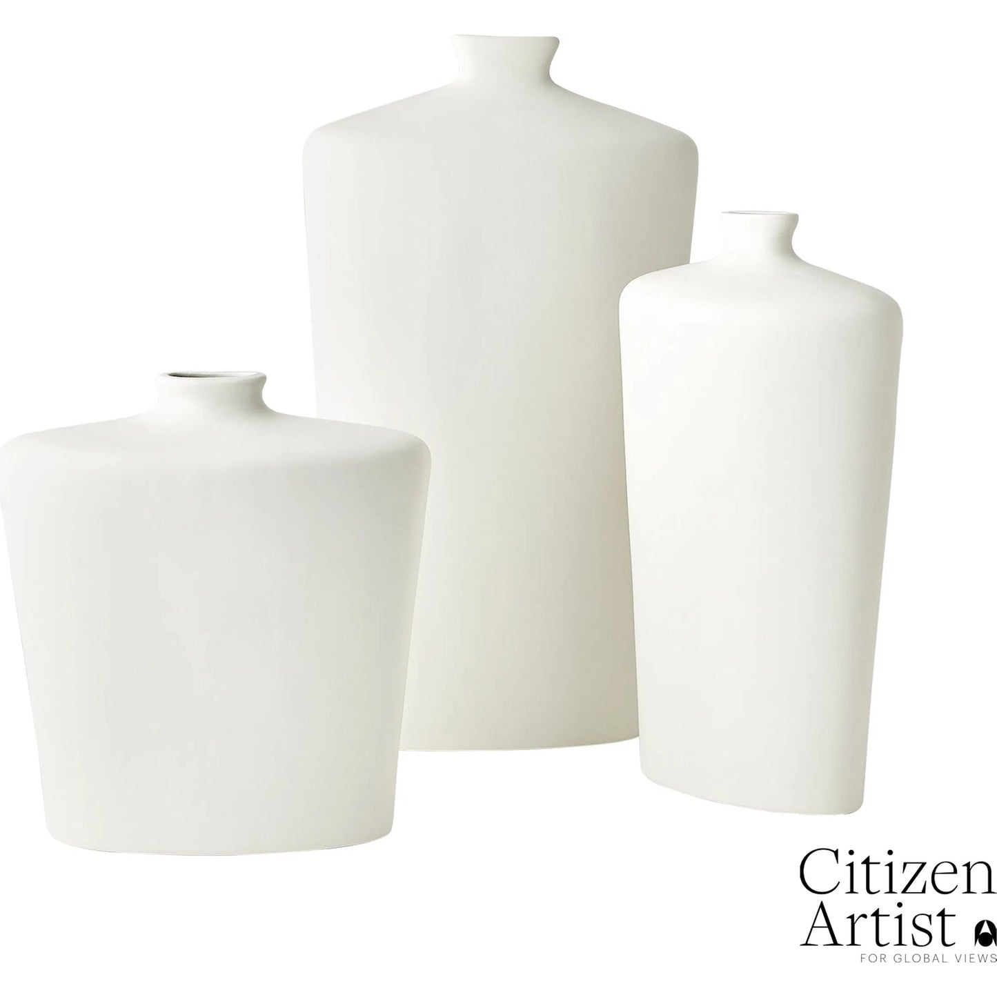 014 SI-2324558,SI-2324559,SI-2324560 | Additional Silo | Terzo Vase by Global Views in matte white. Made from unique in a modern style.