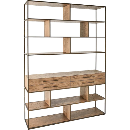 002 SI-2445522 | Primary Silo | Mack Etagere by Global Views in oak. Made from mdf, oak, steel, ptc in a transitional style.