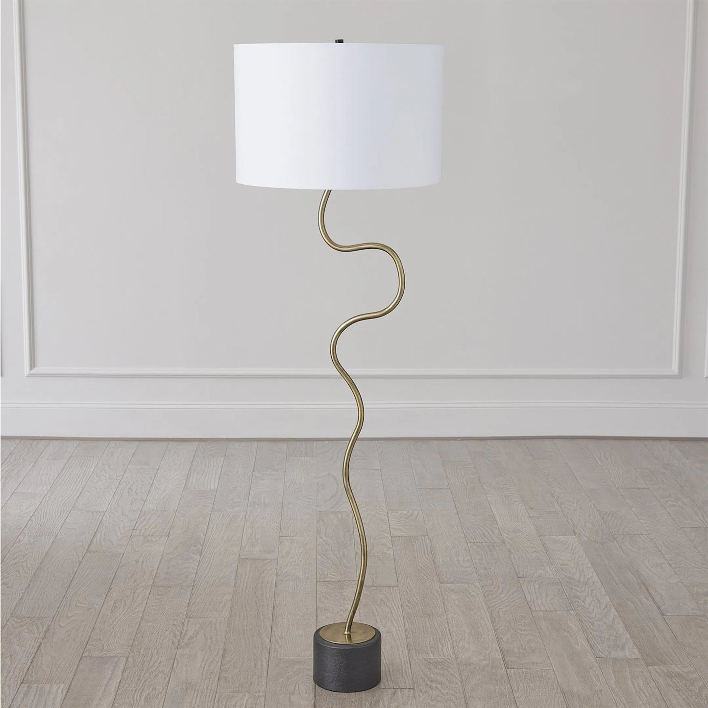 003 SI-2323919 | Additional Silo | Loop Floor Lamp by Global Views in black, white, off-white, tan and brass. Made from unique in a unique style.