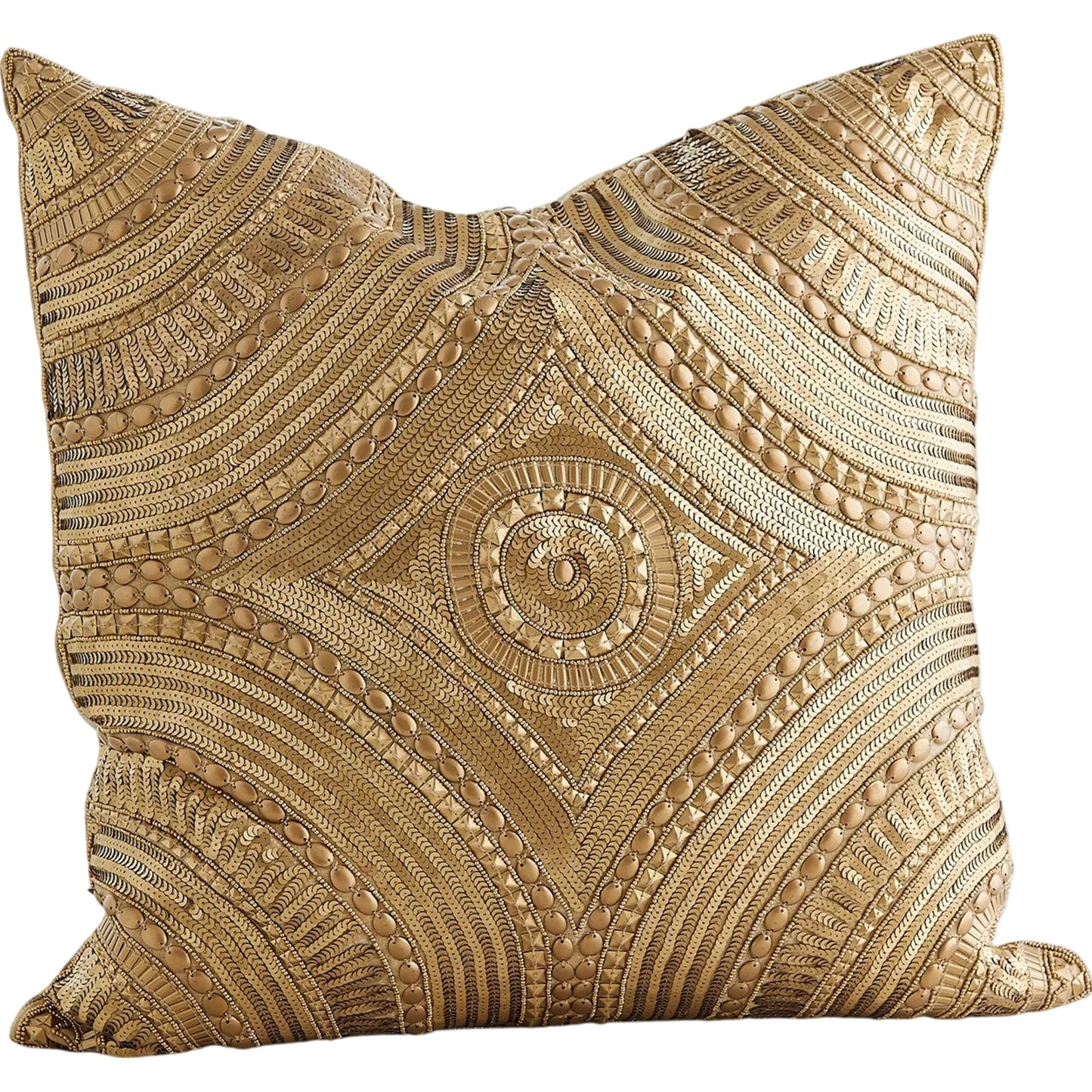 001 SI-2324302 | Primary Silo | Roman Beaded Pillow by Global Views in gold. Made from unique in a unique style.