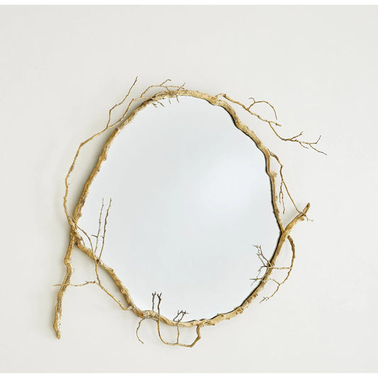 Botanica Mirror by Global Views in brass. Made from mdf, cast iron, mirror in a modern style.