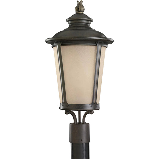 Cape May One Light Outdoor Post Lantern by Visual Comfort & Co. in burled iron. Made from aluminum in a traditional style.