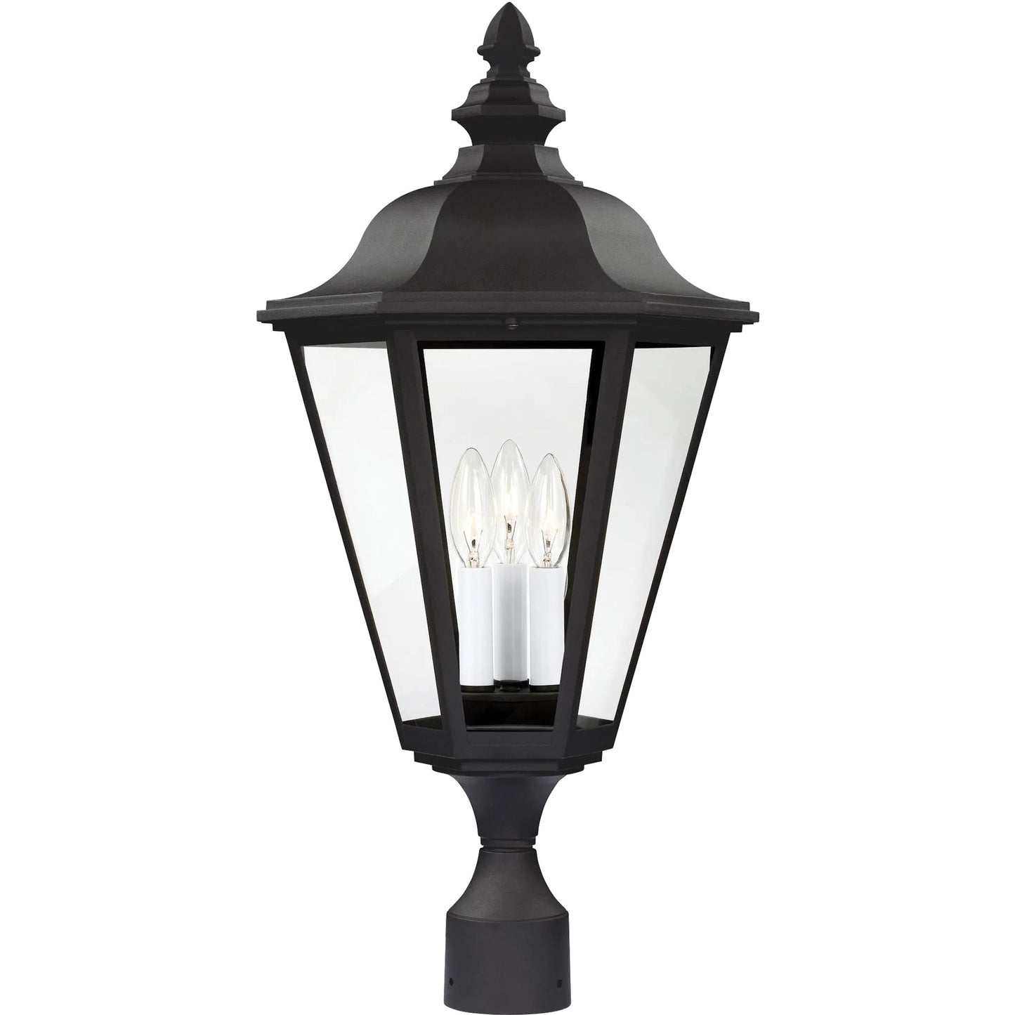 001 SI-2241315 | Primary Silo | Brentwood Three Light Outdoor Post Lantern by Visual Comfort & Co. in black. Made from die cast aluminum in a unique style.