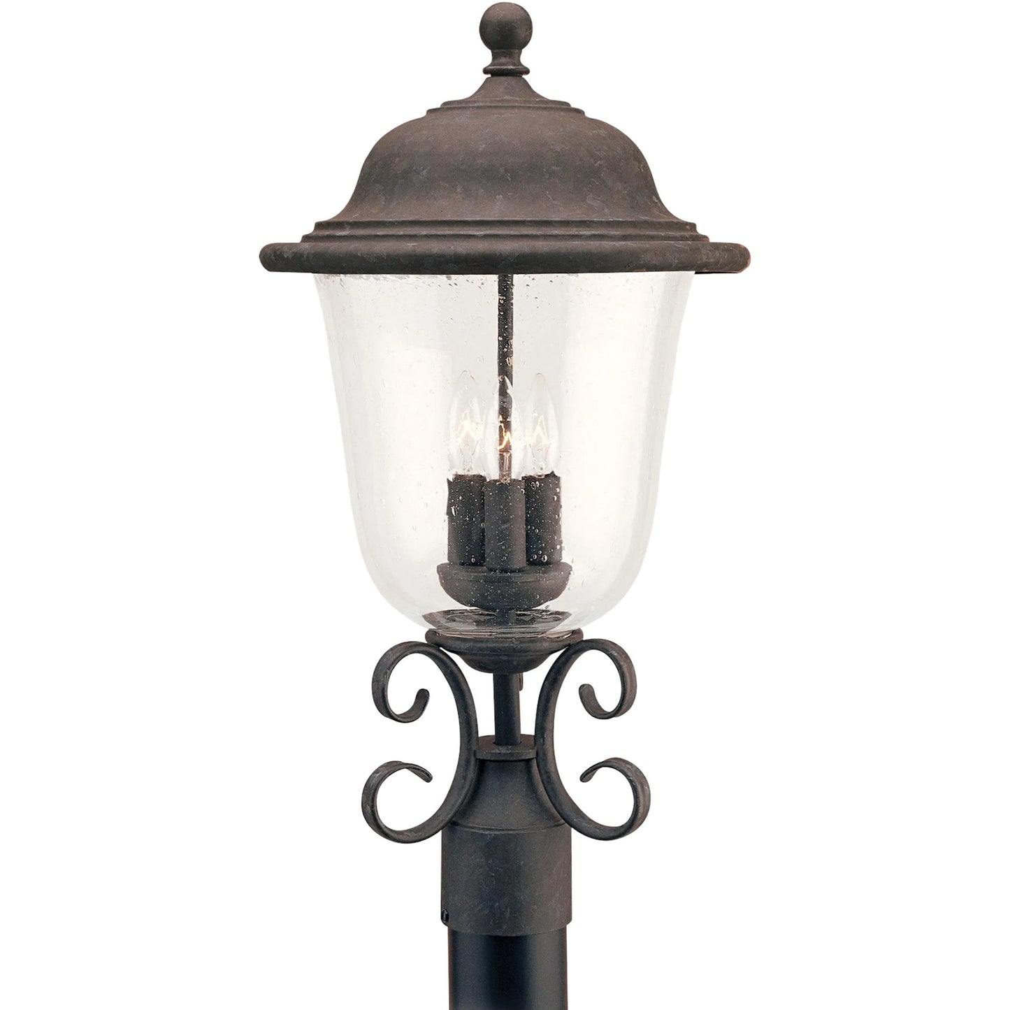 002 SI-2241365 | Primary Silo | Trafalgar 3-Light Outdoor Post Lantern by Visual Comfort & Co. in oxidized bronze. Made from aluminum in a cottage & farmhouse style.