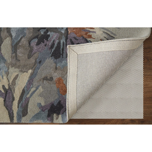 Dafney Transitional & Botanical Rug - 8866F by Feizy in gray, blue, orange. Made from viscose, wool in a unique style.
