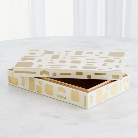 Brass Jali Box by Global Views. Made from mdf, resin, brass in a modern style.