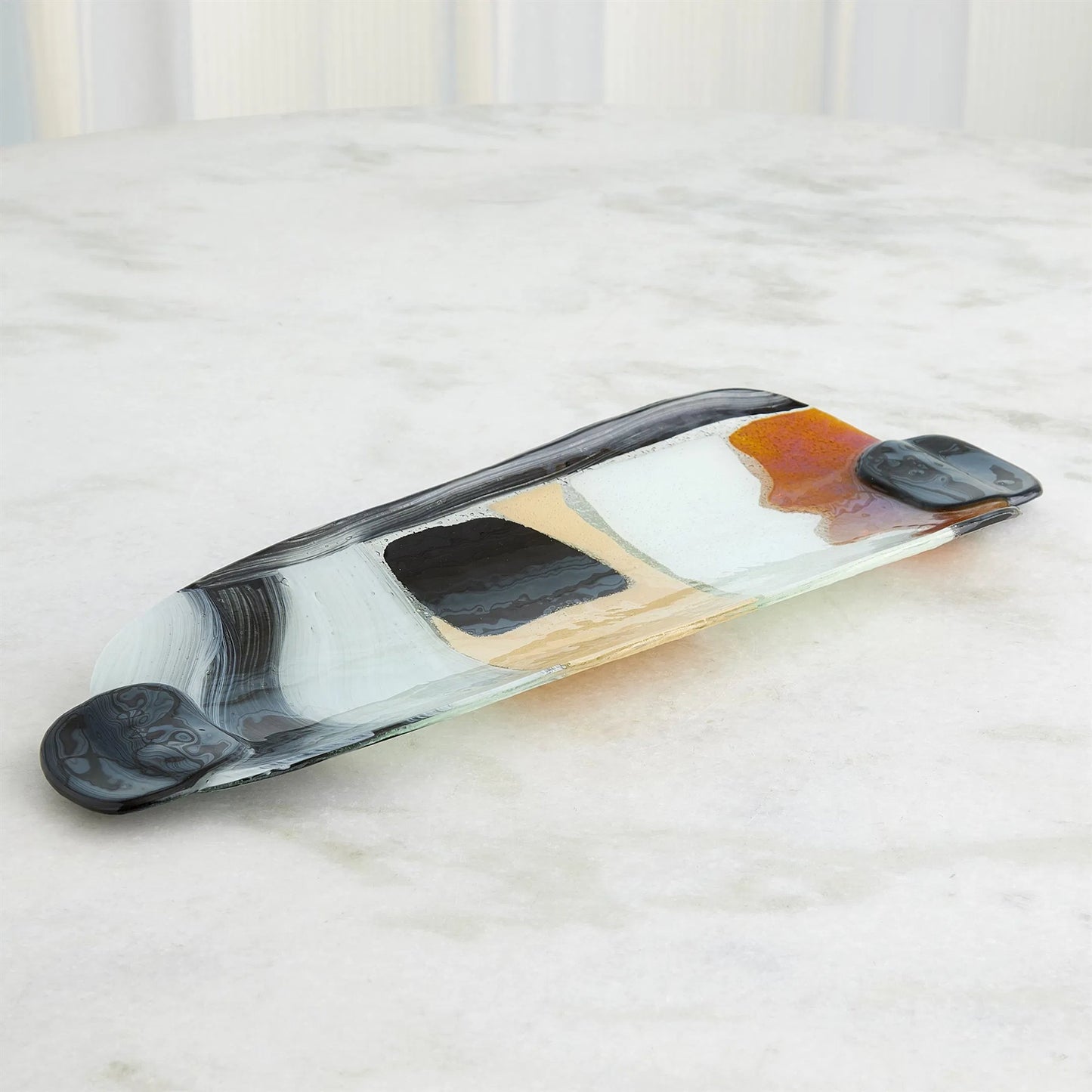 003 SI-2445674 | Lifestyle | Cashmere Glass Platter by Global Views in natural. Made from art glass in a eclectic & global style.