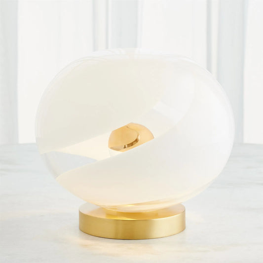 Domos Table Lamp by Global Views. Made from brass, iron, art glass in a modern style.