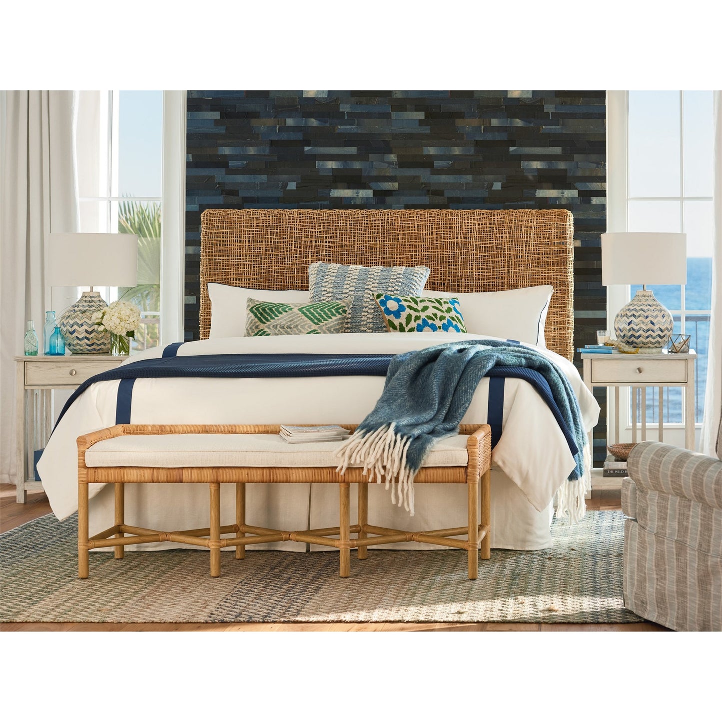 008 SR-813066 | Lifestyle | Coastal Living Bedside Table with Stone Top by Coastal Living by Universal Furniture in sandbar and brushed pewter. Made from unique in a transitional style.