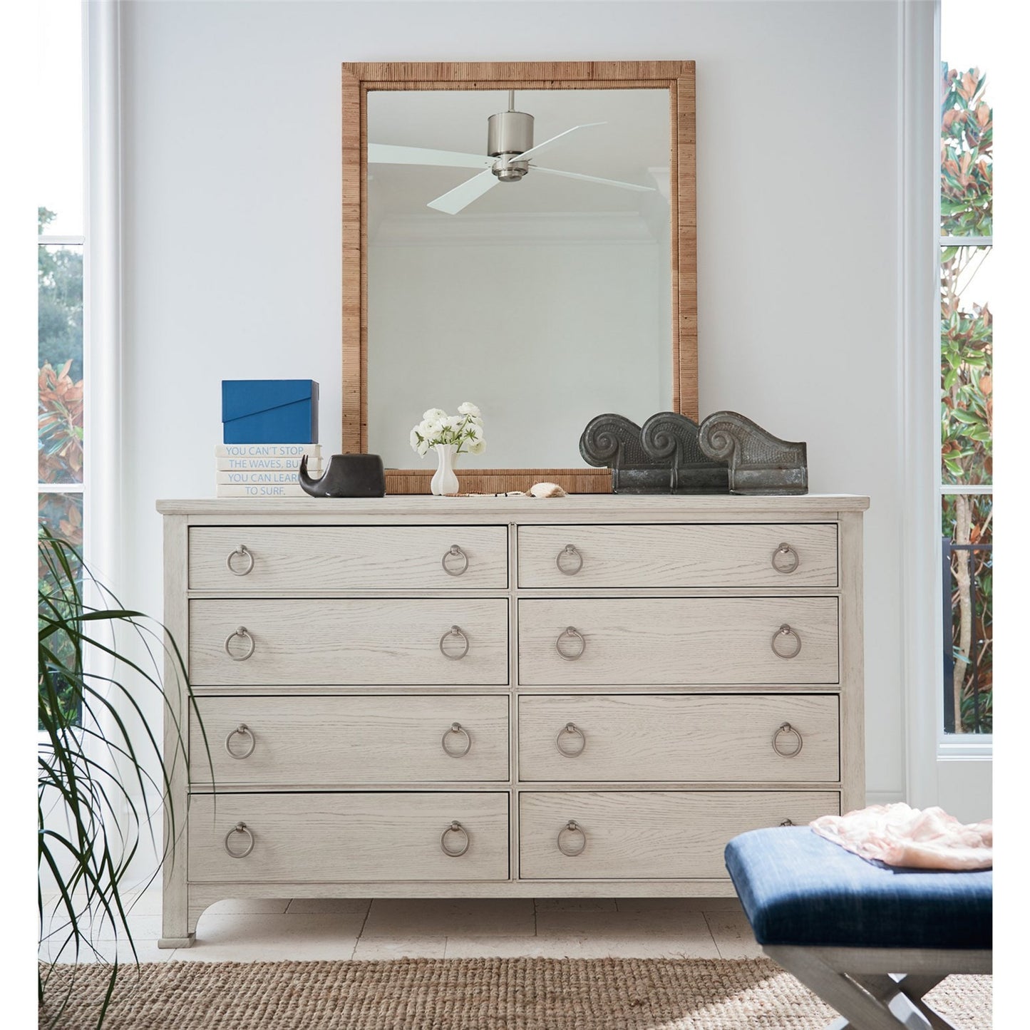 004 SR-813114 | Lifestyle | Coastal Living Long Key Mirror by Coastal Living by Universal Furniture in wrapped split rattan. Made from unique in a coastal style.