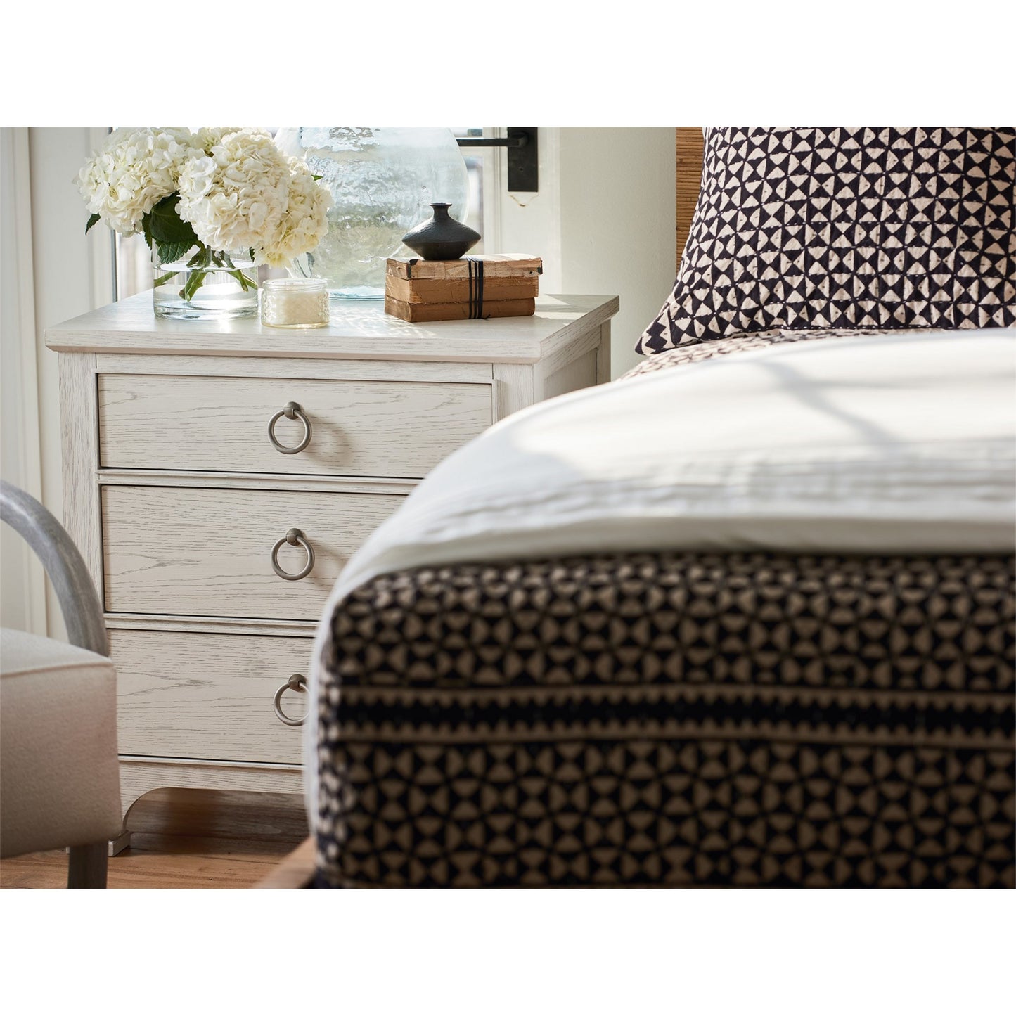 006 SR-813120 | Lifestyle | Coastal Living Nightstand by Coastal Living by Universal Furniture in brushed pewter and sandbar. Made from unique in a transitional style.
