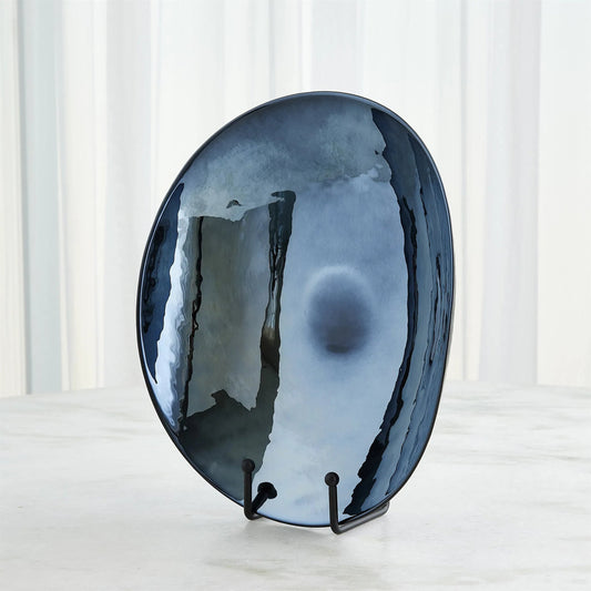Obsidian Folded Plate by Global Views in metallic black. Made from art glass in a eclectic & global style.