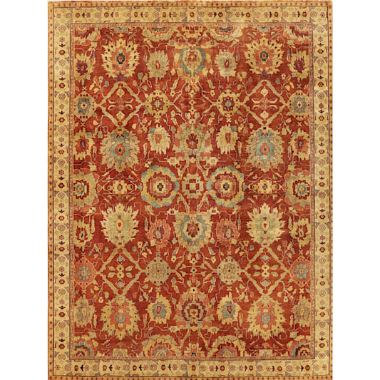 Antique Weave Oushak Rug - Red, Ivory by Exquisite Rugs in red, ivory. Made from new zealand wool in a unique style.