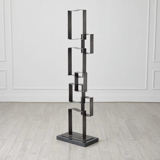 Bent Square Sculpture by Global Views. Made from iron, stone in a transitional style.