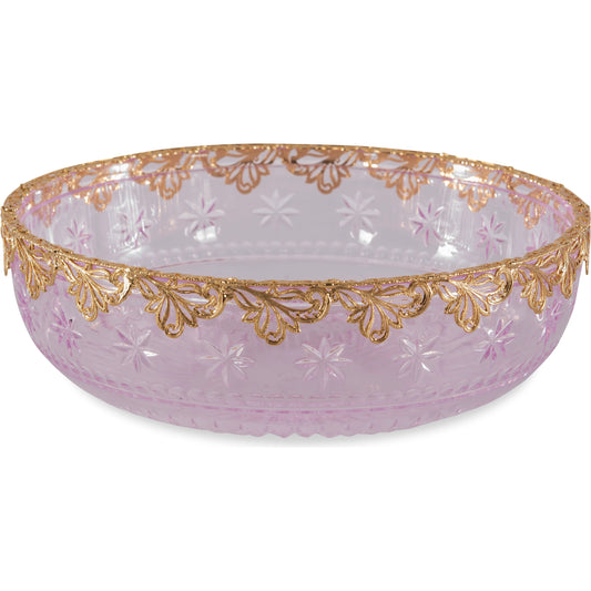 Pink Carved Crystal Bowl by Maitland-Smith. Made from unique in a traditional style.