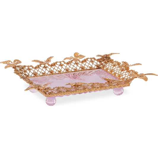 Pink Carved Butterfly Tray by Maitland-Smith. Made from unique in a traditional style.