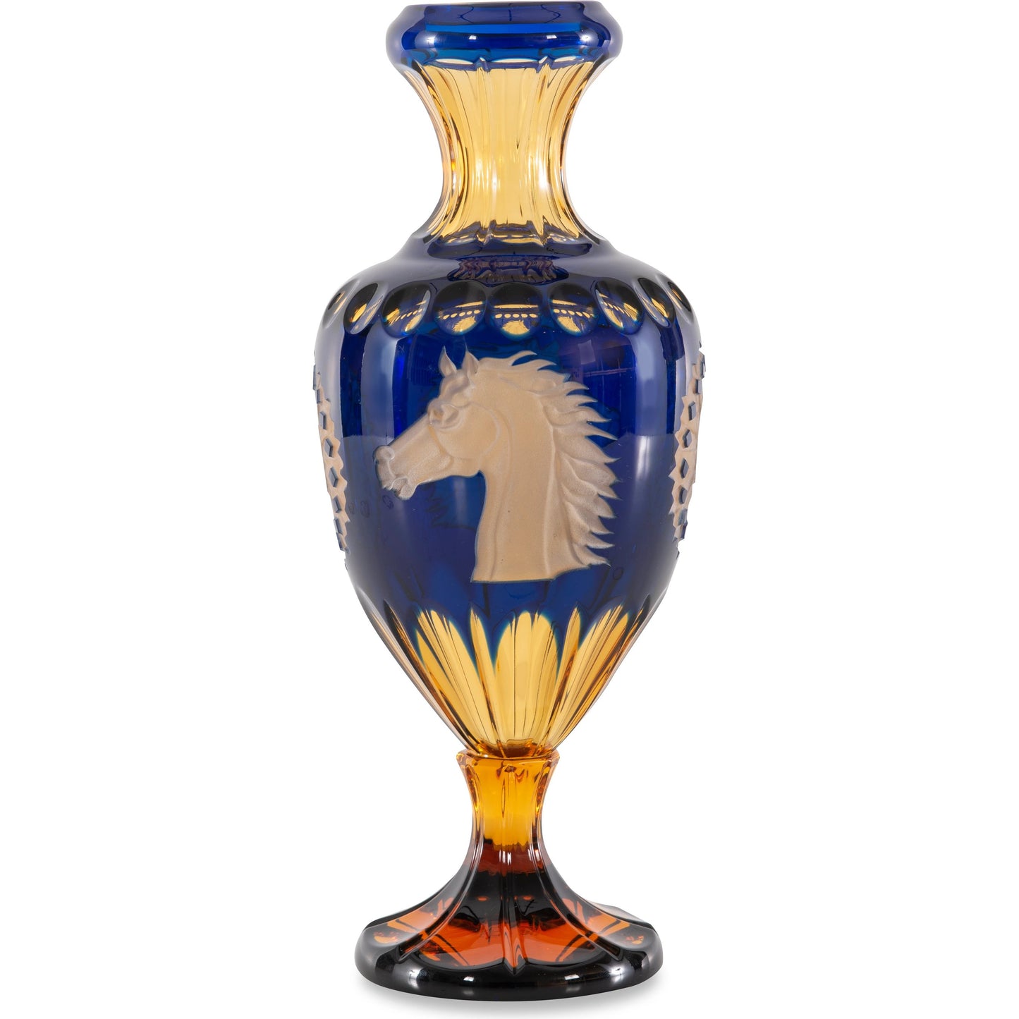 002 SI-2015874 | Additional Silo | Amber and Blue Crystal Vase by Maitland-Smith. Made from unique in a traditional style.