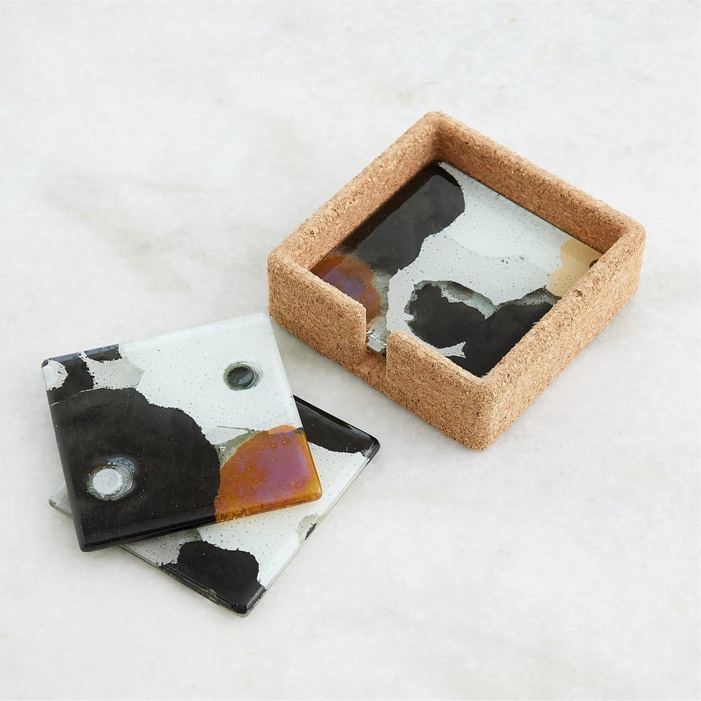 003 SI-2323647 | Additional Silo | Fused Floral Coaster Set by Global Views in clear. Made from unique in a eclectic & global style.