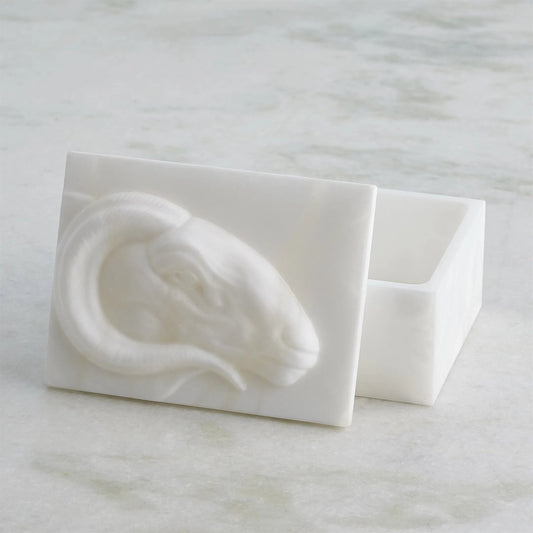 Egyptian Ram Head Box by Global Views in alabaster. Made from unique in a modern style.