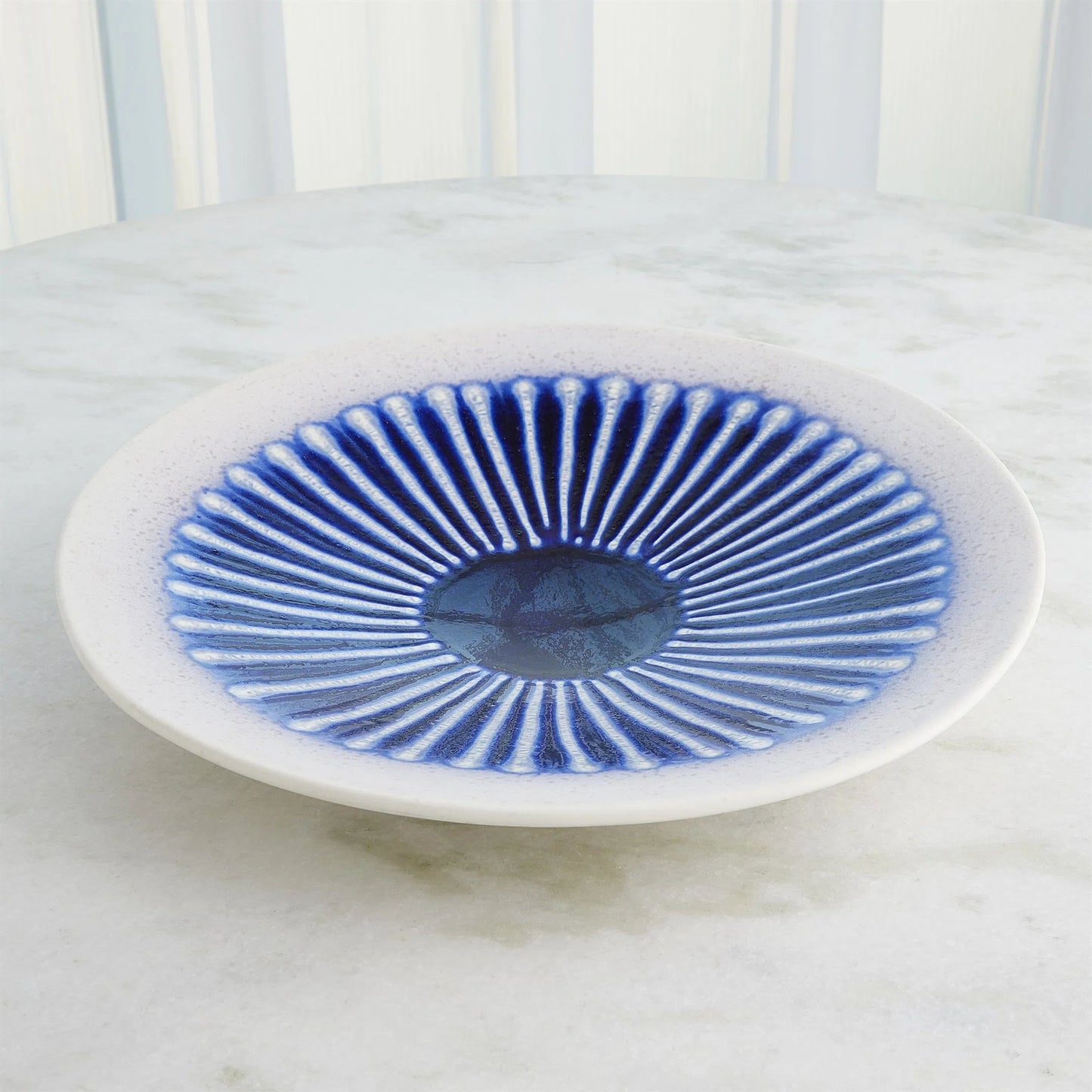 002 SI-2445443 | Lifestyle | Striped Charger by Global Views in cobalt. Made from ceramic in a eclectic & global style.