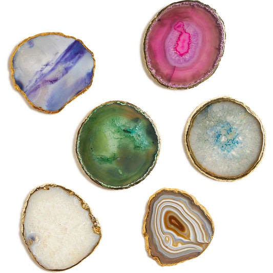 Agate Coasters with Gold Trim by Maitland-Smith. Made from unique in a coastal style.