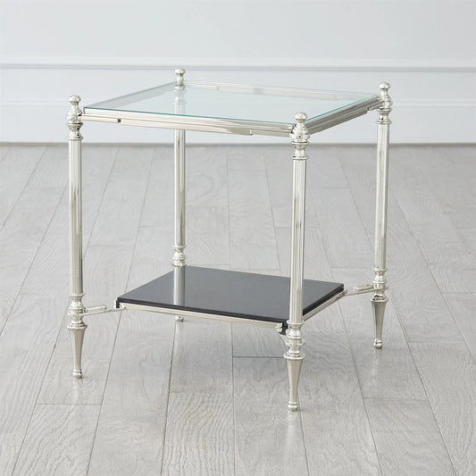 Ford Side Table by Global Views in nickel and brass. Made from unique in a modern style.