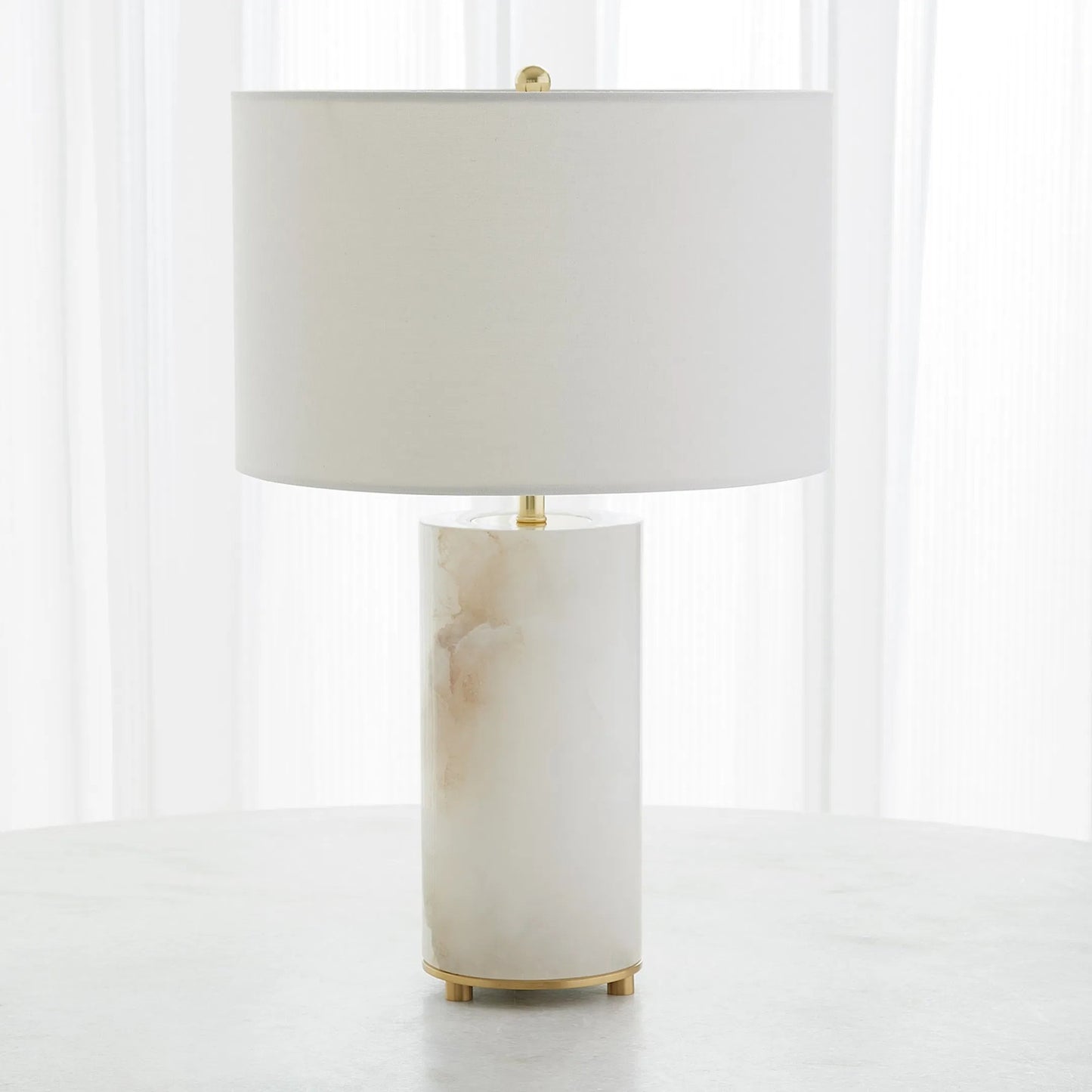 002 SI-2446064 | Additional Silo | Alabaster Inner Light Lamp by Global Views in natural. Made from iron, brass, white indian alabaster, fabric in a modern style.